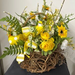 Yellow Spring Floral Basket